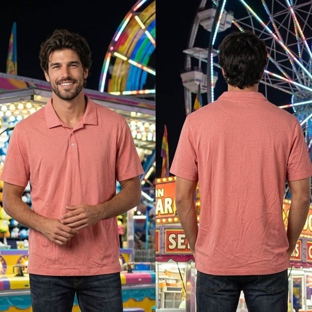 Perry Ellis Shirt Red Pima Cotton Short Sleeve Casual Golf Polo Mens XL 46 48